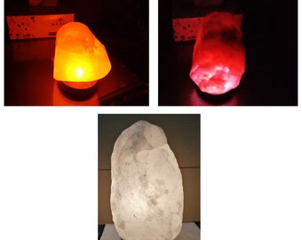 Natural Himalayan, Crystal Salt Lamp, Night Light, Wooden Base Salt Holders, Home Decor, Side Table, Christmas Gift