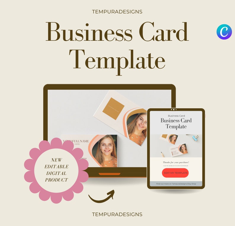 Printable Business Card Template Instant Download Digital Etsy