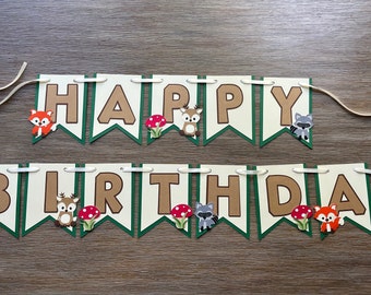 Woodland Animal Birthday Banner