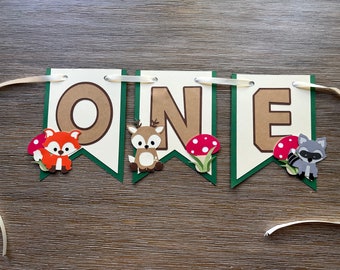 Woodland Animal “One” High Chair Banner