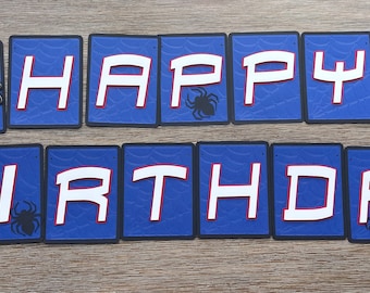 Spider Super Hero Inspired Birthday Banner