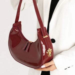 Cherry Rotten Handtasche-neueste Mode, Frauen klassische glänzende Handtasche, grobstrick Lackleder Tasche, Mini-Umhängetasche, kleine Tasche