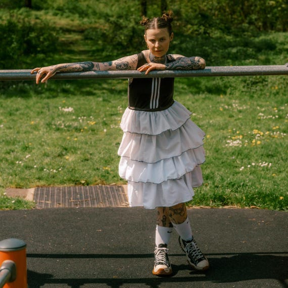 Reworked Handmade Adidas Frill Seeker Midi Dress - MADE2ORDER - Etsy
