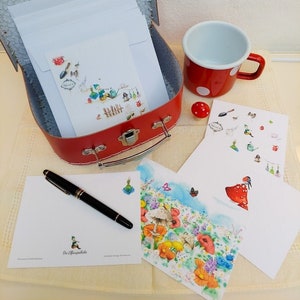 Postkarten Set | 4 Gartenmotive Aquarell | Blumen, Fliegenpilz & Botanische Illustrationen