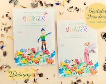 Craft template seed bags | Instant download | Digital template for printing | Seed packaging garden love | Seed bags
