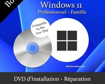 DVD Bootable Windows 11 PRO - Famille avec TPM + Guide d'utilisation