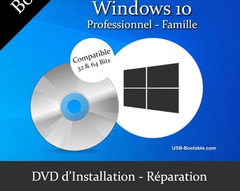 DVD Bootable Windows 10 PRO - Famille + Guide d'utilisation