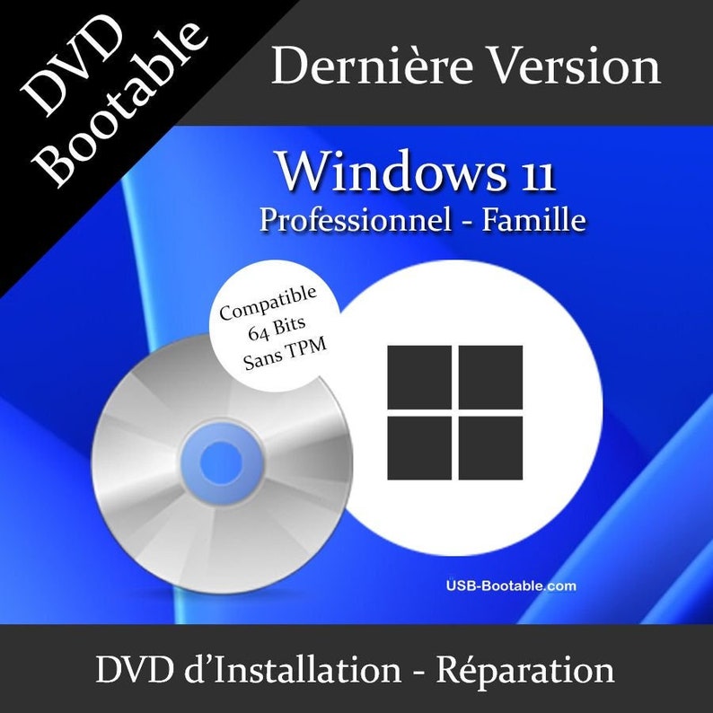 DVD Bootable Windows 11 PRO Famille sans TPM Guide d'utilisation image 1