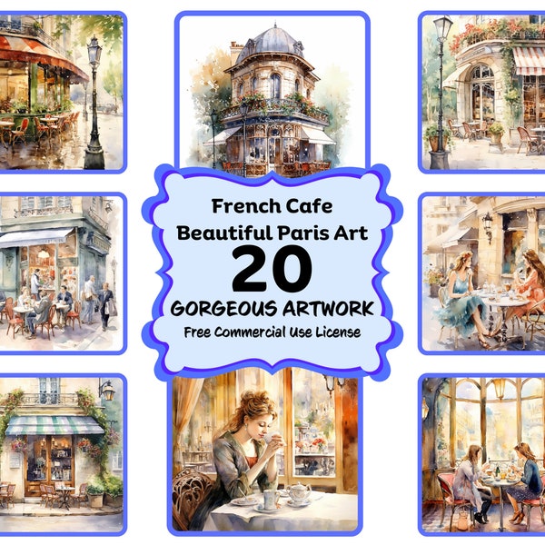 Paris French Café Watercolor 20 PNG Bundle Art, Café interior, Vintage interior clipart, Cozy café PNG, Café Window PNG, Instant Download