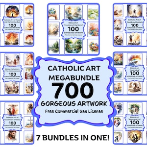 Aquarela Cristã Clipart Coleção Completa Jesus Espiritual PNG Bíblia PNG Santo Milagre Católico 7 Histórias Bíblicas para Família, Crianças, Crianças
