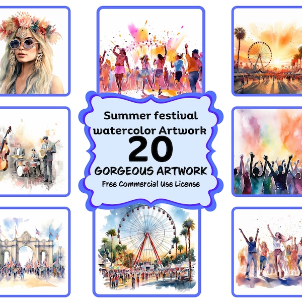 Summer Festival 20 PNG Art Bundle, Concert Art, Chicago Festival, Miami Festival, New York Concert, Summer Themed art Commercial Use Allowed