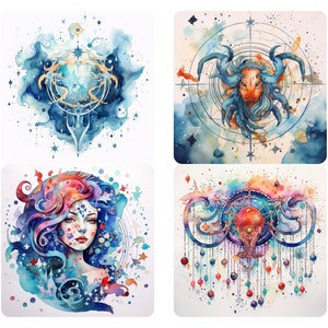 Aquarius Zodiac Sign PNG Bundle, Astrology Sign art, Zodiac Symbols, Constellation Signs art, Astrology, Horoscope, instant download v2