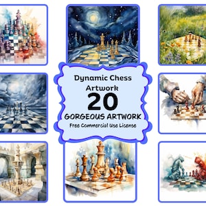 Watercolor Chess 20 PNG Bundle, Chess Clipart, Watercolor Chess, Chess Pieces Art, Chess Lovers, Instant Download Free Commercial Use