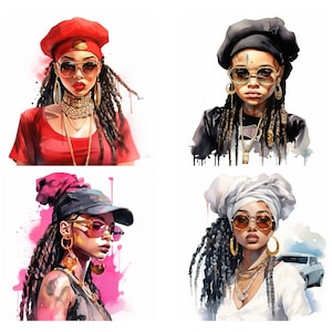 Dreadlocks black girl png, Black hip hop girl png, Black girl clipart, African American black girl png clipart, Colorful Dreadlocks png