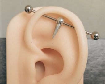 Silver Spike Goth Industrial Bar Skivstång Piercing Smycken Alt Dingel Berlock Bar 14g 38 mm Berlock Herr 90-tals Alt Fint Punk Öra Kvinna Kon Gåva