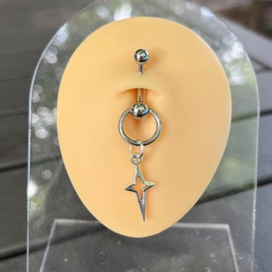 Goth Star Belly Ring Grunge Gothic Alt boho silver black dangle button body jewelry bronze punk navel moon gift 14g swirl celestial charm