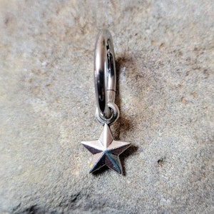 Belly Ring Hoop Star Silver Tiny Clicker 14g 16g gauge Y2K navel button piercing jewelry unique dainty charm goth Helix Conch Daith earring