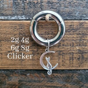 Kat 2g 4g 6g 8g 10g 12g 14g scharnierende clicker ring hoepels bengelen meters hangers oorbellen piercing oor gewicht goth zilver stretching punk pluggen
