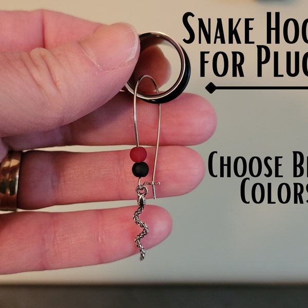 Snake Plug Hoops Earrings for Ear Gauges Dangle Drop Earrings stretched plugs hangers 4g 2g 0g 00g  3/4 7/8 1 inch tunnels goth alt punk