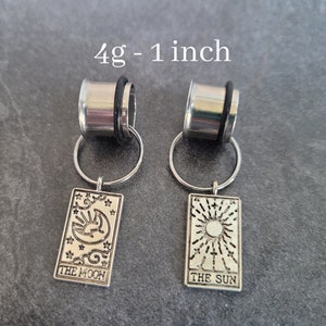 Tarocchi Carta Sole Luna Plug Cerchio Calibri Tunnel Orecchini Clicker Ganci 4g 2g 1g 0g 00g 7/16 1/2 9/16 5/8 3/4 7/8 1 pollice boho hippie