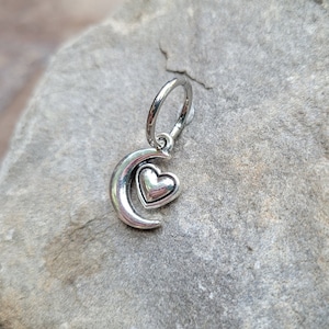 Belly Ring Moon Heart Silver Tiny Hoop Clicker Celestial Y2K  navel button piercing jewelry 14g 16g love cute gift dainty 8mm 10mm wedding
