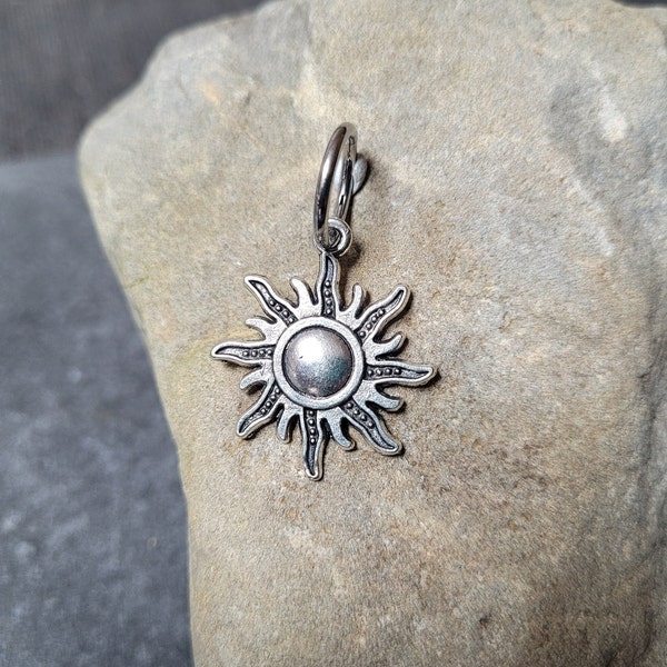 Belly Ring Sun Silver Tiny Hoop Clicker Celestial Cottagecore Fairycore Y2K Hippie Boho navel button piercing jewelry star moon 14g 16g