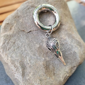 2g 4g 6g 8g 10g 12g 14g Clicker Ring Crow Raven Bird Skull Hoop Dangle Gauges Plug Earrings piercing ear goth silver septum stretch viking image 5