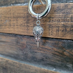 2g 4g 6g 8g 10g 12g 14g Clicker Ring Crow Raven Bird Skull Hoop Dangle Gauges Plug Earrings piercing ear goth silver septum stretch viking image 7