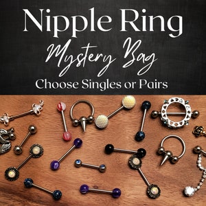 Nipple Piercing Mystery Bag Box black silver rose gold 14g goth ring barbell men women gift unique jewelry dainty chain shield pair single