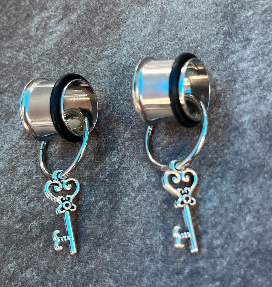 Key Dark Academia Plug Hoop Gauges Tunnels Ear Earrings Dangle 4g 2g 0g ...