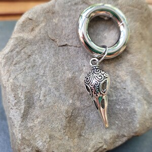 2g 4g 6g 8g 10g 12g 14g Clicker Ring Crow Raven Bird Skull Hoop Dangle Gauges Plug Earrings piercing ear goth silver septum stretch viking image 2