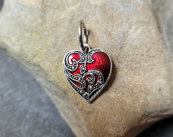 Anillo del vientre Corazón Rojo Espiral Plata Aro Clicker Goth Punk ombligo piercing joyería única victoriana alt bruja romántica academia 14g 16g
