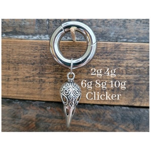2g 4g 6g 8g 10g 12g 14g Clicker Ring Crow Raven Bird Skull Hoop Dangle Gauges Plug Earrings piercing ear goth silver septum stretch viking image 1