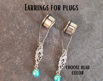 Plug Hoops Earrings Ear Gauges Dangle Charm dangle Drop Earrings stretched ear piercing plugs hangers 4g 2g 0g 00g 7/16 1/2 5/8 3/4 1 inch