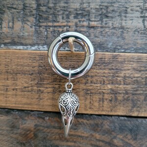 2g 4g 6g 8g 10g 12g 14g Clicker Ring Crow Raven Bird Skull Hoop Dangle Gauges Plug Earrings piercing ear goth silver septum stretch viking image 8