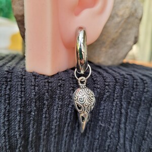 2g 4g 6g 8g 10g 12g 14g Clicker Ring Crow Raven Bird Skull Hoop Dangle Gauges Plug Earrings piercing ear goth silver septum stretch viking image 4