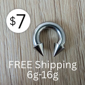Spike Septum Ring Horseshoe Silver Surgical Steel 6g 8g 10g 12g 14g 16g nose piercing helix conch jewelry 12mm masculine gauges stainless PA