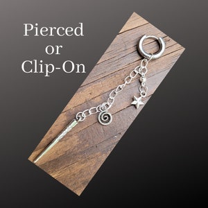 Star Spike Swirl Dangle Earrings Hoop Huggie Steel Chain Drop Charm piercing alt Clip On Fake men silver gift gothic punk dangling jewelry