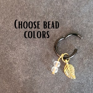 8g 10g 12g 14g 16g Gauges Helix Gold Leaf Black Hinged Clicker Ring Hoop Dangle Charm Plugs Earring stretched ear piercing custom jewelry
