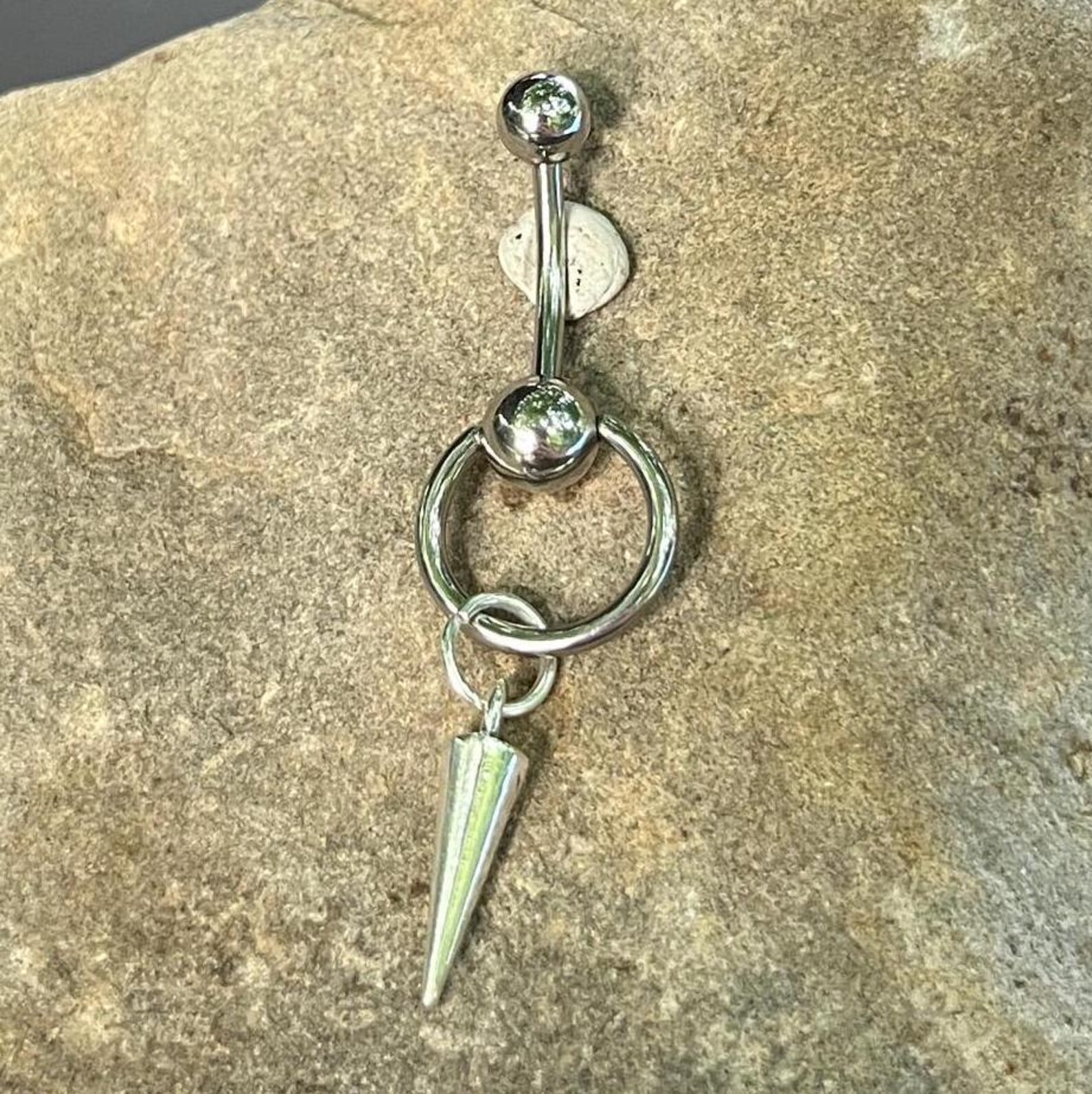 Spike Goth Belly Button Ring Grunge Gothic Alt Silver Black Dangle Body ...