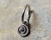 Belly Ring Goth Swirl Spiral Silver Tiny Hoop Clicker 14g 16g Goth Punk Y2K Hippie Boho navel button piercing jewelry unique punk alt