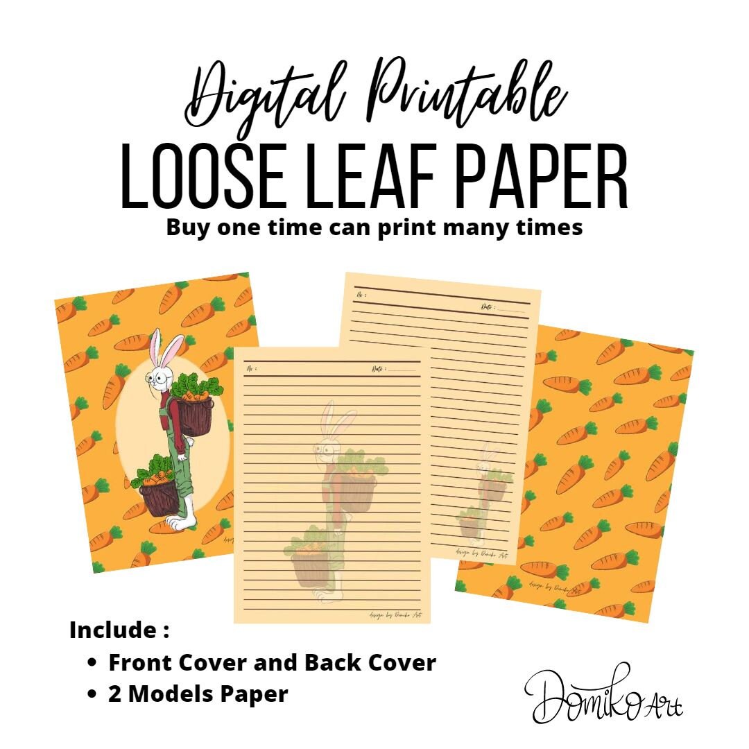 Digital Printable Loose Leaf Paper Rabbit Etsy loose-leaf-paper-26-hole-b5-100sheets