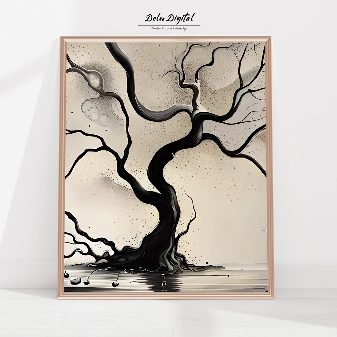 Black and White Abstract Wall Art, Tree of Life Wall Art, Abstract