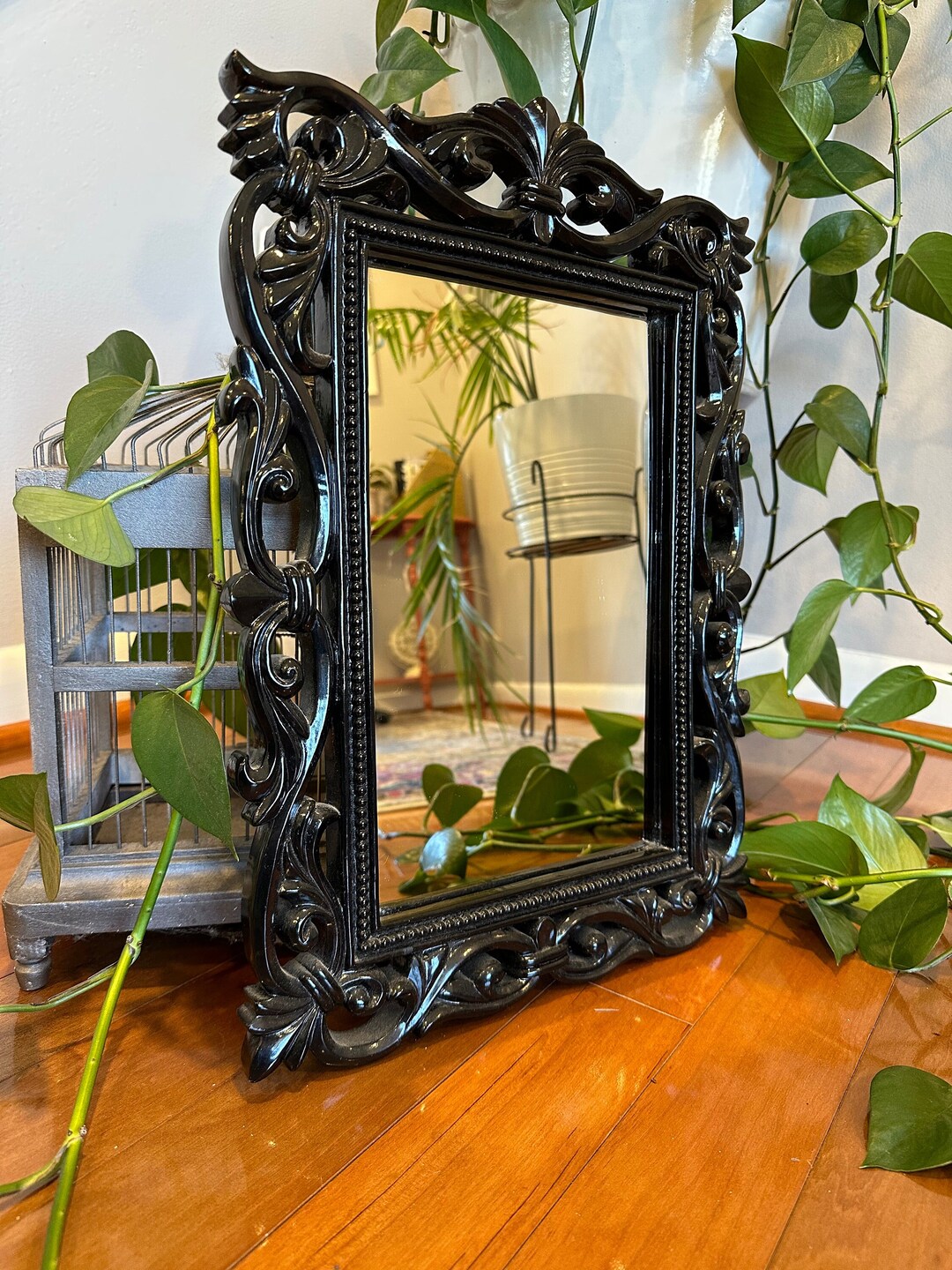 Black Ornate Vintage Mirror Etsy