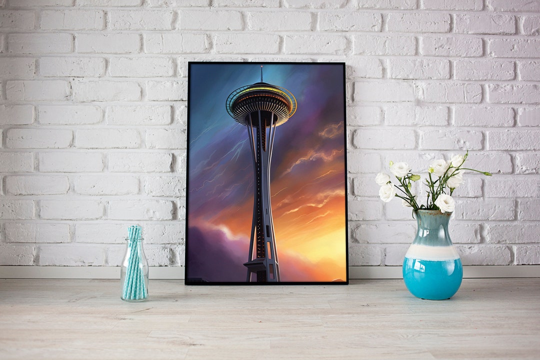 Seattle Space Needle, USA Wall Art, Seattle Wall Art, Oil Painting