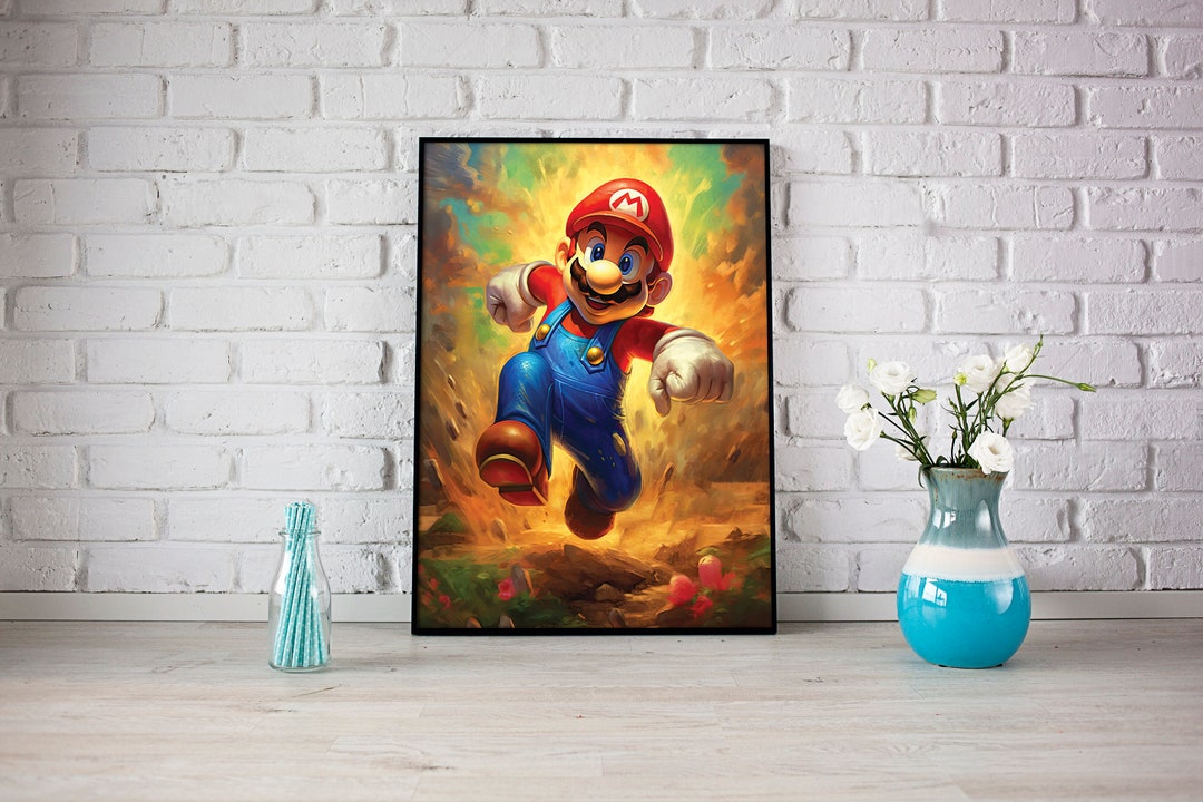 Super Mario Portrait Print, Mario Bros Wall Art, Gaming Wall Art