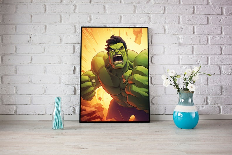 The Incredible Hulk Portrait Print, Movie Character Wall Art, Marvel