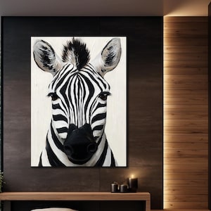 Zebra Wall Art, Black&White Zebra Wall Art, Abstract Animal Painting, Home Decor, Zebra Poster, Zebra Print on Canvas, Office Wall Decor