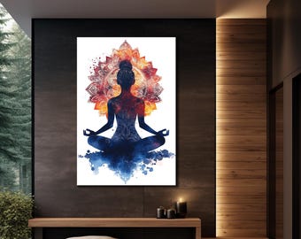 Chakra Energi Canvastavla: Meditativ Lotus, Boho Yoga Dekor