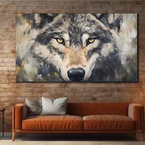 Native Wolf Canvas Print, Wolf Wall Decor, Large Wolf Wall Art, Wolf Canvas Print, Animal Wall Decor, Farm Printed On Canvas, Wolf Poster
